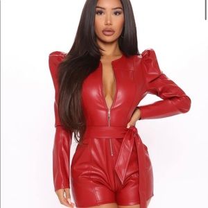 Fashion Nova: Like a Boss Leather Romper - 1x